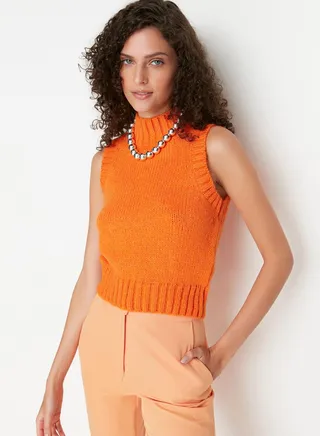 High Neck Crop Sweater
