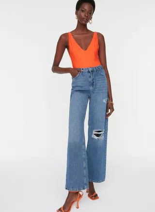 Ripped Wide Leg Jeans