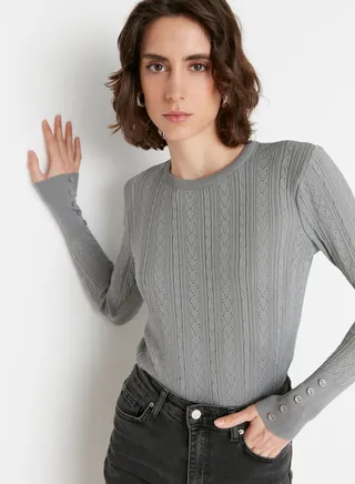 Button Detail Knitted Sweater