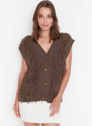 Tassel Detail Knitted Cardigan