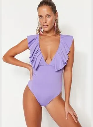 Lilac Deep-Collectible Ruffles, Regular Leg Swimsuit TBESS23MA00279