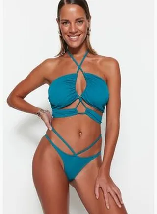 Oil Pile High Leg Bikini Bottoms TBESS22BA0289
