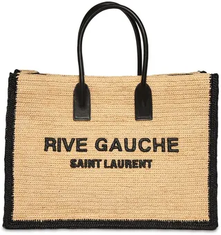 Rive Gauche printed raffia tote bag