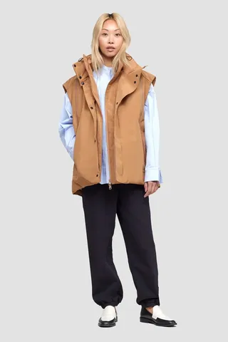 The Journey Puffer Vest in camel