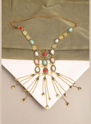 Gold Plated Designer Stone Party Necklace For Women