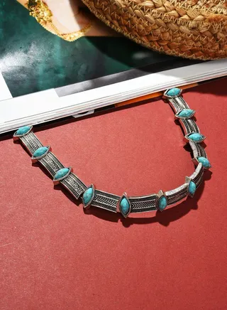 Silver Plated Designer Stone Necklace Necklace