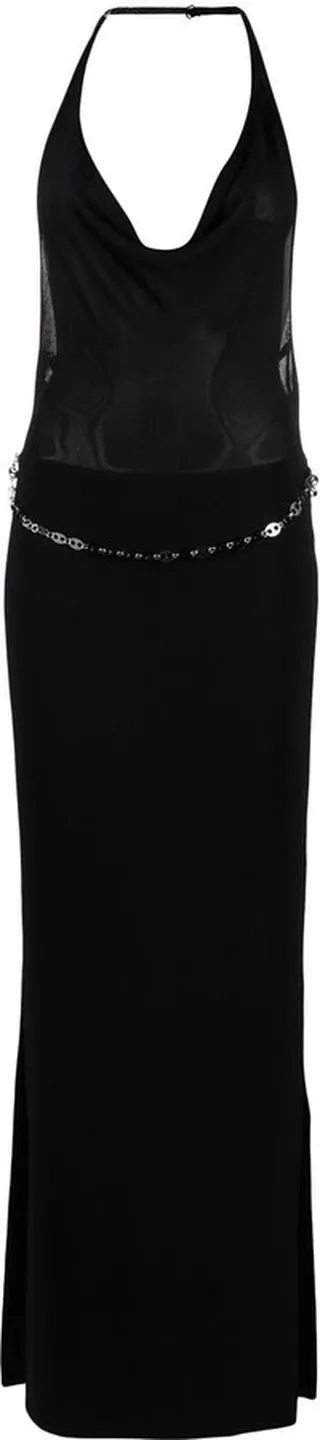Excelle halterneck cowl-neck midi dress