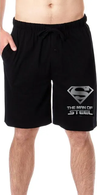 DC Comics Mens' Superman The Man Of Steel Character Sleep Pajama Shorts (M) Black