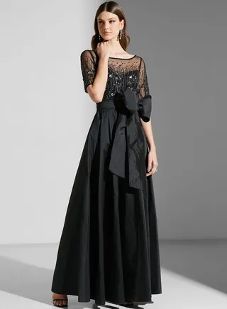 Embellished Pleat Detail Dress