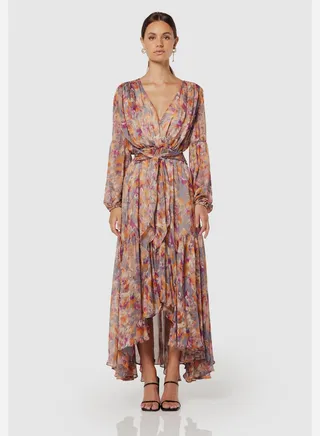 V-Neck Floral Printed Dress