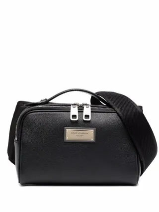 Logo-Plaque Leather Belt Bag