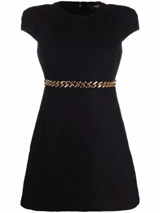 Woven Chain-Link Mini Shift Dress