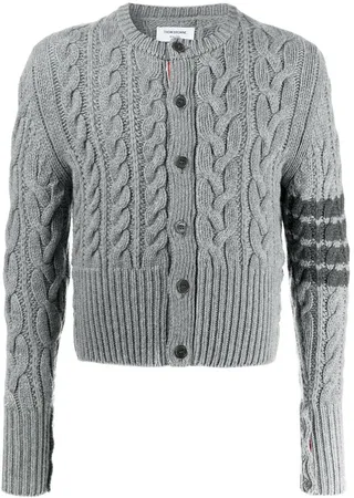 4-Bar Aran cable-knit cashmere cardigan