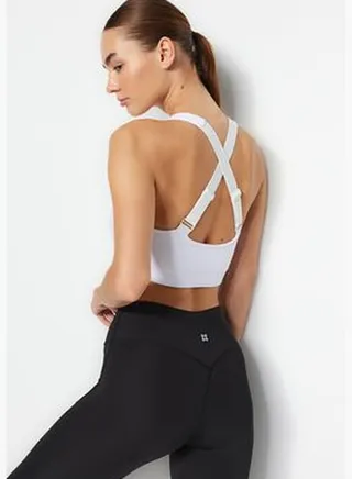 White Adjustable Straps Extra Support/Shaping Sports Bra THMAW24SS00021