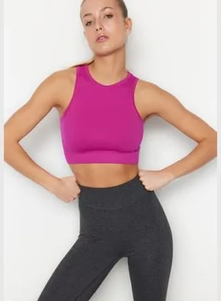 Fuchsia Seamless/Seamless Ribbing And Lightly Support/Shaping Sports Bra TWOSS21SS0024.