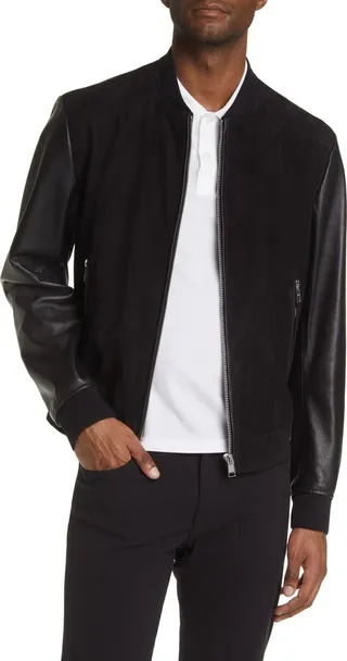 Malbano Mixed Media Leather & Suede Jacket