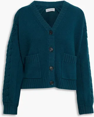 Cable-knit wool and cashmere-blend cardigan