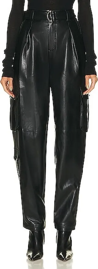NICHOLAS Pippin Vegan Leather Cargo Pant in Black