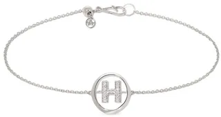 18kt white gold diamond Initial H bracelet