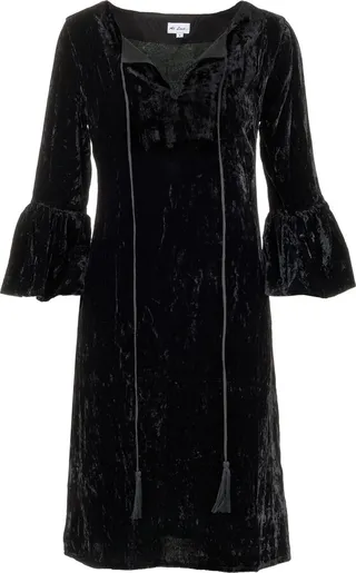 At Last... - Silk Velvet Belle Tassel Dress In Black