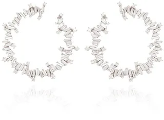 18kt White Gold Diamond Hoop Earrings