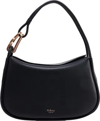 Leather shoulder bag with logo print