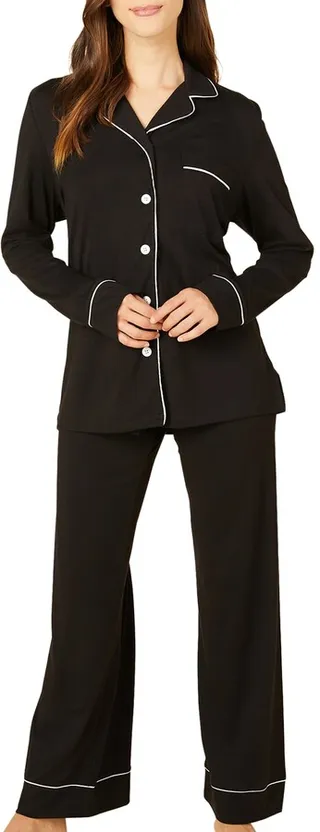 Petite Long-Sleeve Button-Down Pajama Set