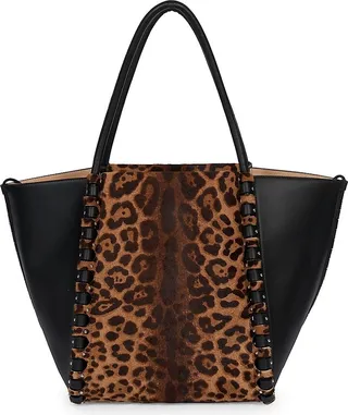 Le Hinge Leopard-Print Calf Hair Tote