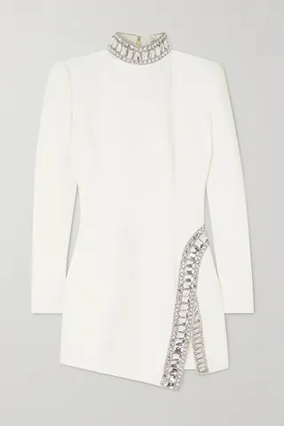 Andrew Gn - Crystal-embellished Cady Mini Dress - Off-white