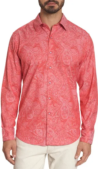 Men's Andretti Tonal Paisley Contrast-Reverse Sport Shirt