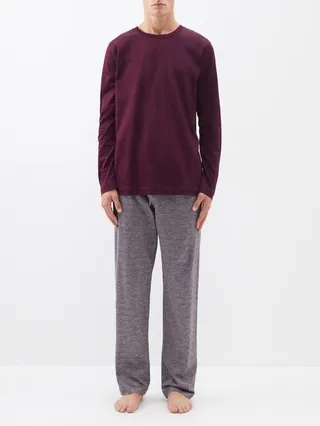 Check-jacquard Cotton-jersey Pyjamas