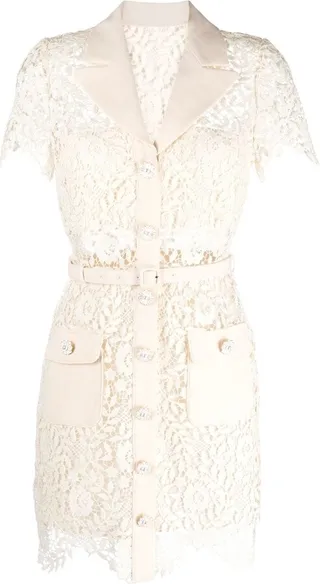 Peak-Lapel Lace Minidress