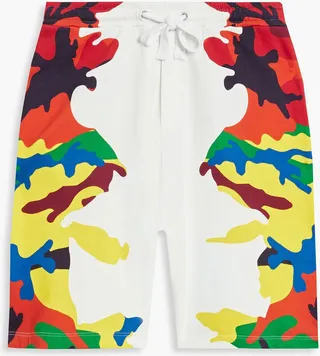 Camouflage-print French cotton-blend terry drawstring shorts