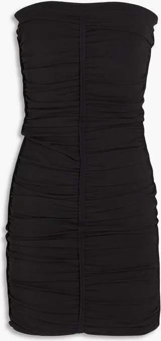 Strapless ruched stretch-jersey dress