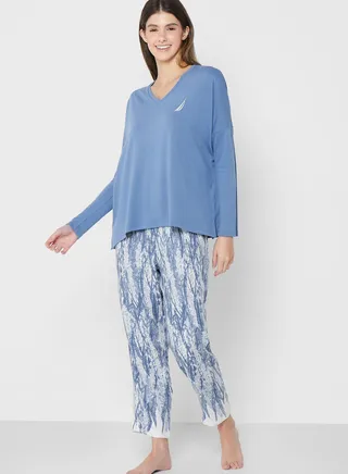 Embroidered Knitted Pyjama Set