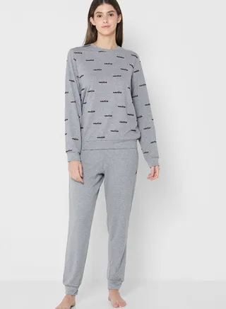 Logo Print Knitted Pyjama Set