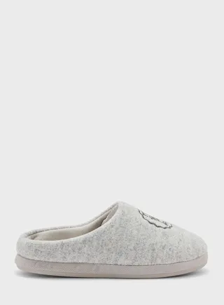 Emblem Felt Bedroom Slippers