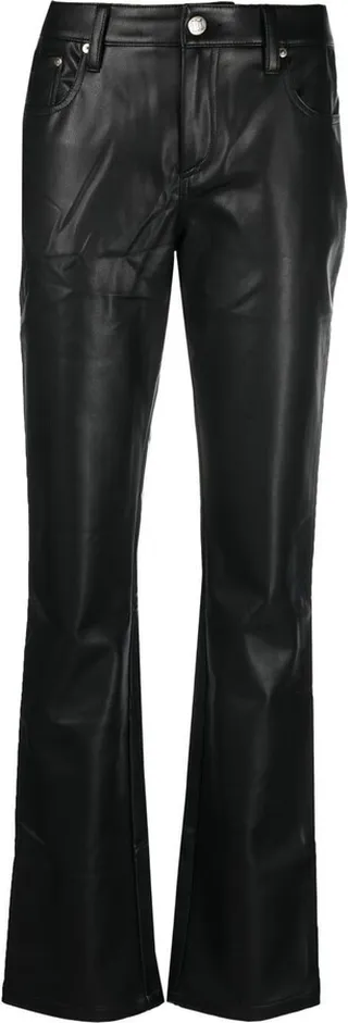 Faux-Leather Straight-Leg Trousers