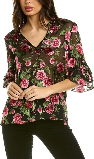 Alice + Olivia Julius Silk-Blend Tunic Top