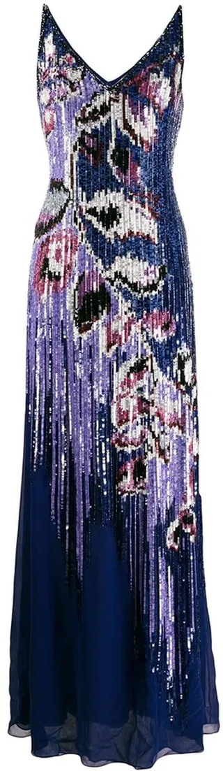 Sequin Embellished Peony Dress