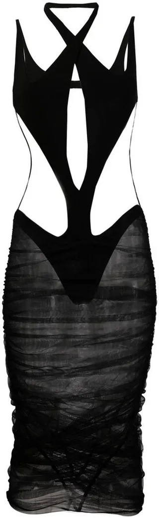 Sheer-Panel Cut-Out Dress