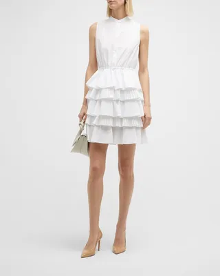 Ruffle Tiered Poplin Mini Dress