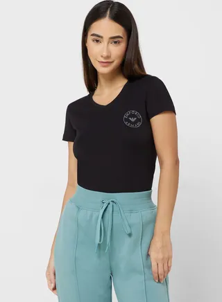 Printed V Neck T- Shirt