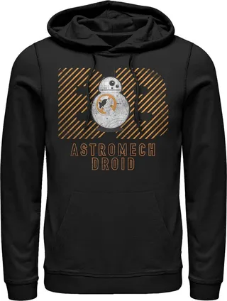 Men's Star Wars The Force Awakens BB-8 Astromech Droid Distressed Pull Over Hoodie - Black - 2X Large