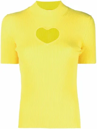 Ribbed-Knit Short-Sleeve Top