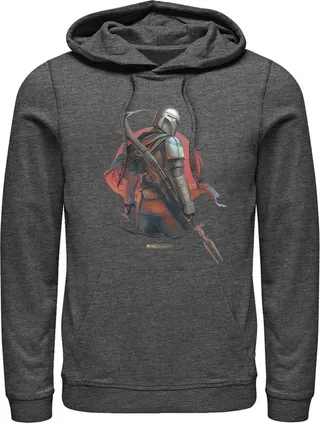 Men's Star Wars The Mandalorian Dusty Sunset Pull Over Hoodie - Charcoal Heather - Small
