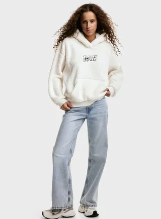 Oversized Fur Detail Hoodie
