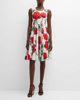 Floral-Print A-Line Dress