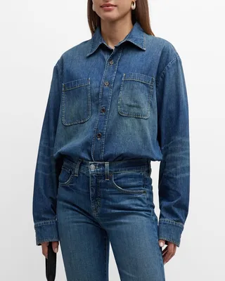 Miriam Button-Front Denim Shirt