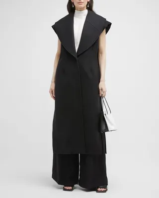 Melton Long Collared Wool Vest